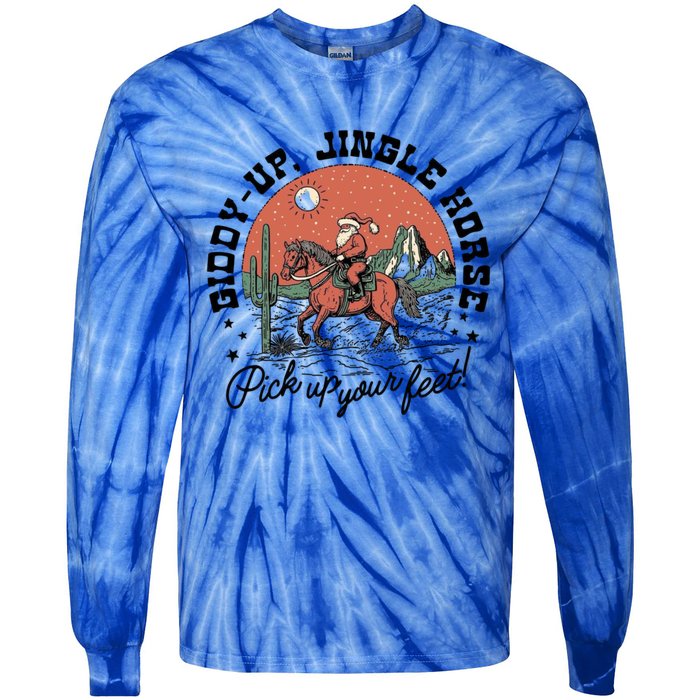 Giddy Up Jingle Horse Christmas Country Howdy Santa Great Gift Tie-Dye Long Sleeve Shirt