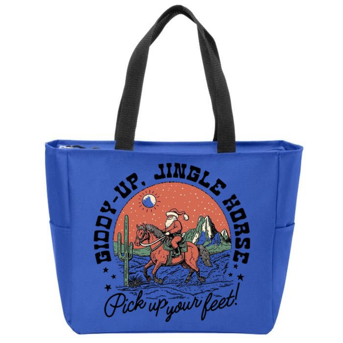 Giddy Up Jingle Horse Christmas Country Howdy Santa Great Gift Zip Tote Bag