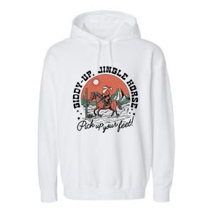 Giddy Up Jingle Horse Christmas Country Howdy Santa Great Gift Garment-Dyed Fleece Hoodie