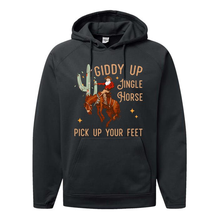 Giddy Up Jingle Horse Pick Up Your Feet Cow Performance Fleece Hoodie