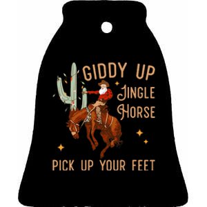 Giddy Up Jingle Horse Pick Up Your Feet Cow Ceramic Bell Ornament