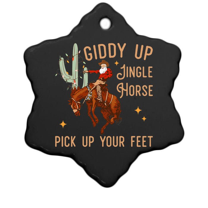 Giddy Up Jingle Horse Pick Up Your Feet Cow Ceramic Star Ornament