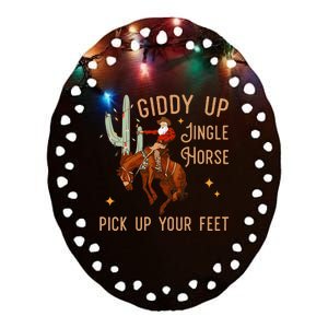 Giddy Up Jingle Horse Pick Up Your Feet Cow Ceramic Oval Ornament