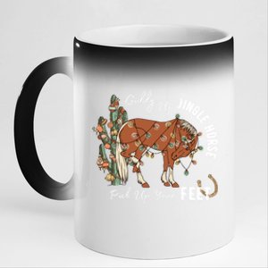 Giddy Up Jingle Horse Western Christmas Santa Trendy Western Gift 11oz Black Color Changing Mug