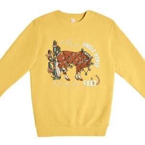 Giddy Up Jingle Horse Pick Up Your Feet Cactus Cowboy Christmas Premium Crewneck Sweatshirt