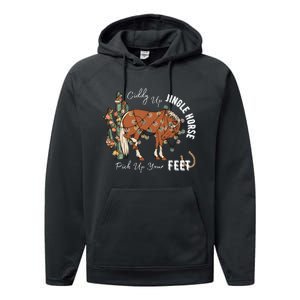 Giddy Up Jingle Horse Pick Up Your Feet Cactus Cowboy Christmas Performance Fleece Hoodie