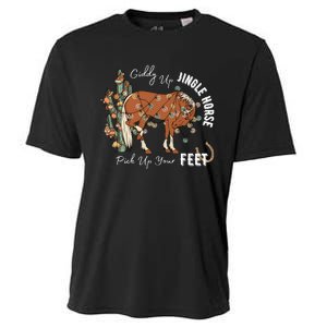 Giddy Up Jingle Horse Pick Up Your Feet Cactus Cowboy Christmas Cooling Performance Crew T-Shirt