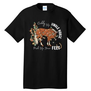 Giddy Up Jingle Horse Pick Up Your Feet Cactus Cowboy Christmas Tall T-Shirt