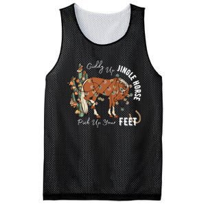 Giddy Up Jingle Horse Pick Up Your Feet Cactus Cowboy Christmas Mesh Reversible Basketball Jersey Tank