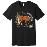 Giddy Up Jingle Horse Pick Up Your Feet Cactus Cowboy Christmas Premium T-Shirt