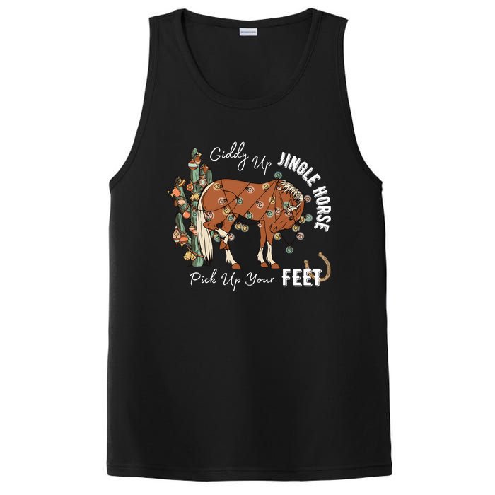 Giddy Up Jingle Horse Pick Up Your Feet Cactus Cowboy Christmas PosiCharge Competitor Tank