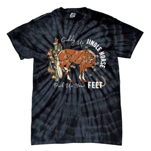 Giddy Up Jingle Horse Pick Up Your Feet Cactus Cowboy Christmas Tie-Dye T-Shirt