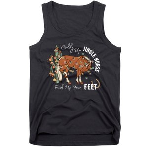 Giddy Up Jingle Horse Pick Up Your Feet Cactus Cowboy Christmas Tank Top