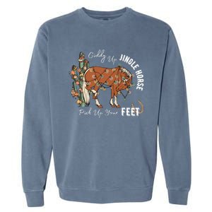 Giddy Up Jingle Horse Pick Up Your Feet Cactus Cowboy Christmas Garment-Dyed Sweatshirt