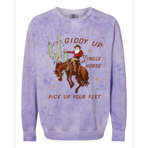 Giddy Up Jingle Horse Pick Up Your Feet Western Christmas Santa Colorblast Crewneck Sweatshirt