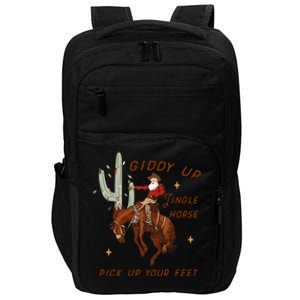 Giddy Up Jingle Horse Pick Up Your Feet Western Christmas Santa Impact Tech Backpack