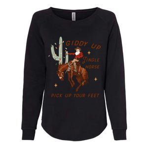 Giddy Up Jingle Horse Pick Up Your Feet Western Christmas Santa Womens California Wash Sweatshirt