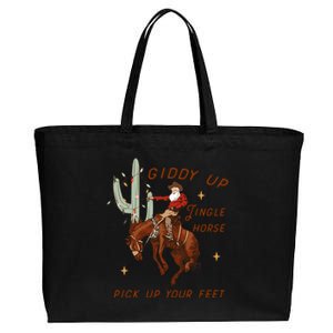 Giddy Up Jingle Horse Pick Up Your Feet Western Christmas Santa Cotton Canvas Jumbo Tote