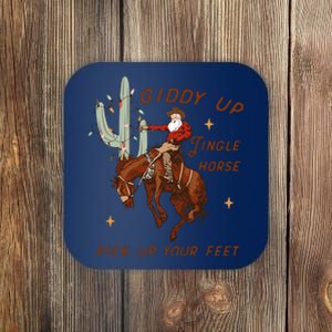 Giddy Up Jingle Horse Pick Up Your Feet Western Christmas Santa Coaster