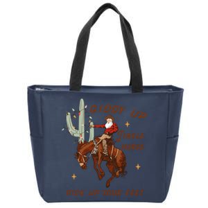 Giddy Up Jingle Horse Pick Up Your Feet Western Christmas Santa Zip Tote Bag