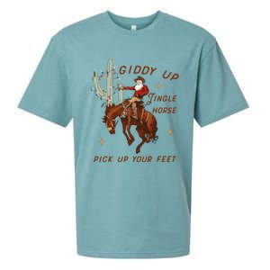 Giddy Up Jingle Horse Pick Up Your Feet Western Christmas Santa Sueded Cloud Jersey T-Shirt