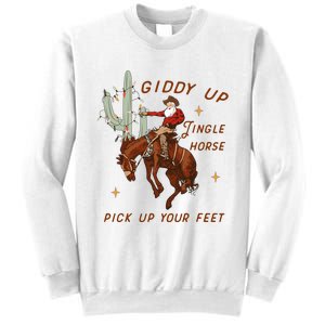 Giddy Up Jingle Horse Pick Up Your Feet Western Christmas Santa Sweatshirt