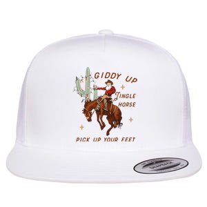 Giddy Up Jingle Horse Pick Up Your Feet Western Christmas Santa Flat Bill Trucker Hat