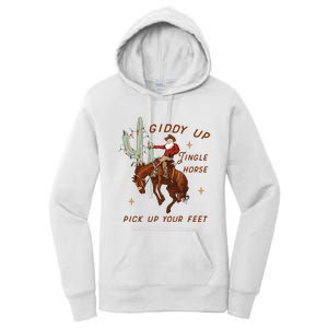 Giddy Up Jingle Horse Pick Up Your Feet Western Christmas Santa Women's Pullover Hoodie