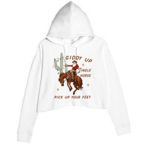 Giddy Up Jingle Horse Pick Up Your Feet Western Christmas Santa Crop Fleece Hoodie