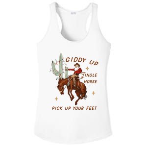 Giddy Up Jingle Horse Pick Up Your Feet Western Christmas Santa Ladies PosiCharge Competitor Racerback Tank