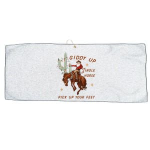 Giddy Up Jingle Horse Pick Up Your Feet Western Christmas Santa Large Microfiber Waffle Golf Towel