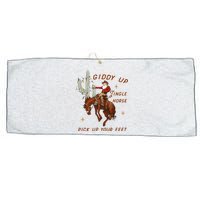 Giddy Up Jingle Horse Pick Up Your Feet Western Christmas Santa Large Microfiber Waffle Golf Towel