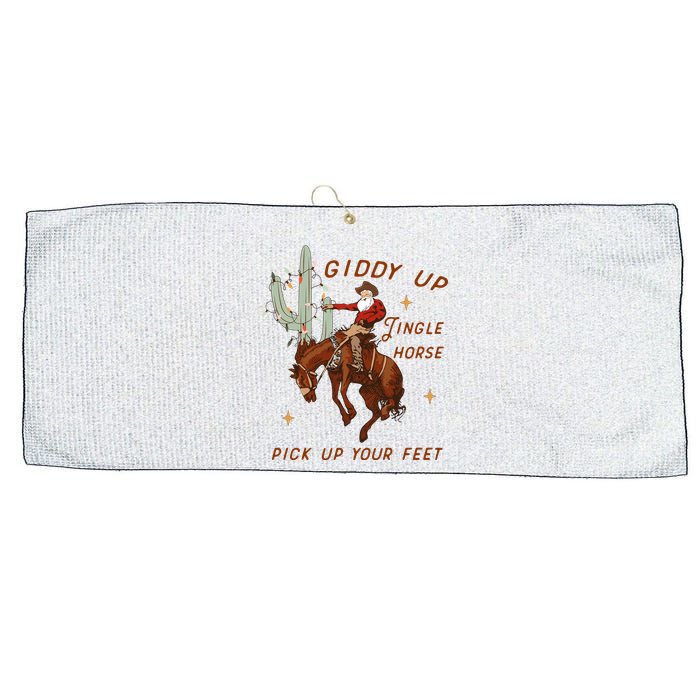 Giddy Up Jingle Horse Pick Up Your Feet Western Christmas Santa Large Microfiber Waffle Golf Towel