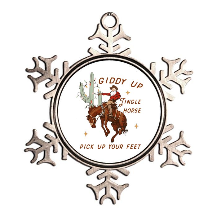 Giddy Up Jingle Horse Pick Up Your Feet Western Christmas Santa Metallic Star Ornament