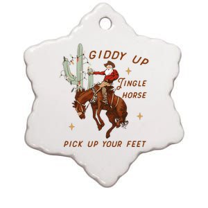 Giddy Up Jingle Horse Pick Up Your Feet Western Christmas Santa Ceramic Star Ornament