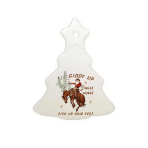 Giddy Up Jingle Horse Pick Up Your Feet Western Christmas Santa Ceramic Tree Ornament