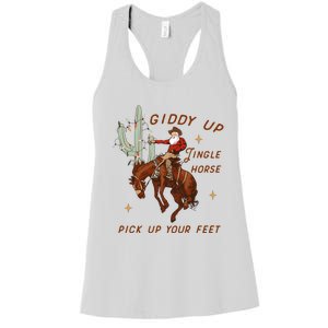 Giddy Up Jingle Horse Pick Up Your Feet Western Christmas Santa Women's Racerback Tank