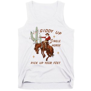 Giddy Up Jingle Horse Pick Up Your Feet Western Christmas Santa Tank Top