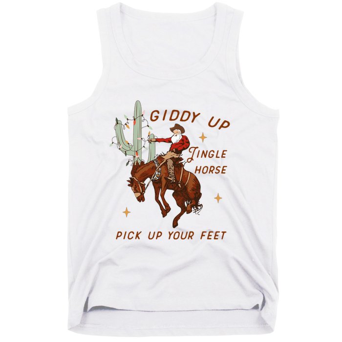 Giddy Up Jingle Horse Pick Up Your Feet Western Christmas Santa Tank Top