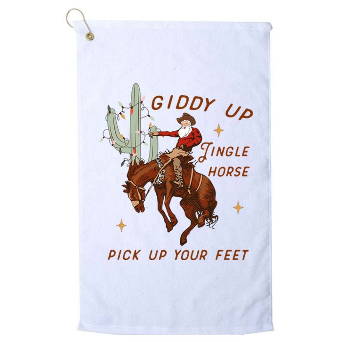 Giddy Up Jingle Horse Pick Up Your Feet Western Christmas Santa Platinum Collection Golf Towel