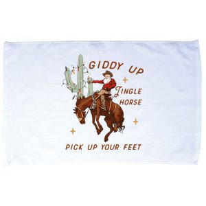 Giddy Up Jingle Horse Pick Up Your Feet Western Christmas Santa Microfiber Hand Towel