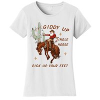 Giddy Up Jingle Horse Pick Up Your Feet Western Christmas Santa Women's T-Shirt