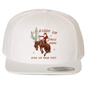 Giddy Up Jingle Horse Pick Up Your Feet Western Christmas Santa Wool Snapback Cap