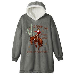 Giddy Up Jingle Horse Pick Up Your Feet Cowboy Santa Cactus Hooded Wearable Blanket