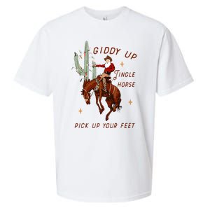 Giddy Up Jingle Horse Pick Up Your Feet Cowboy Santa Cactus Sueded Cloud Jersey T-Shirt