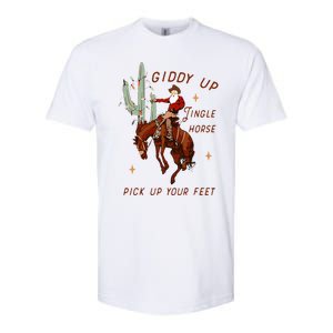 Giddy Up Jingle Horse Pick Up Your Feet Cowboy Santa Cactus Softstyle CVC T-Shirt