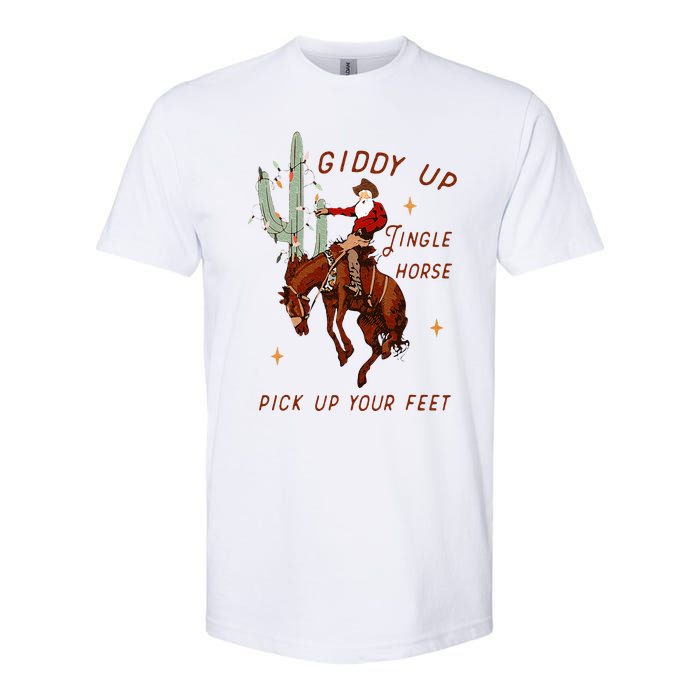 Giddy Up Jingle Horse Pick Up Your Feet Cowboy Santa Cactus Softstyle CVC T-Shirt