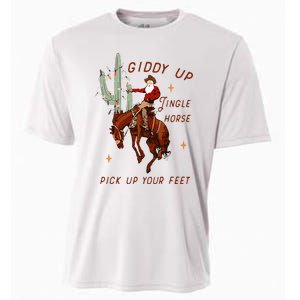 Giddy Up Jingle Horse Pick Up Your Feet Cowboy Santa Cactus Cooling Performance Crew T-Shirt