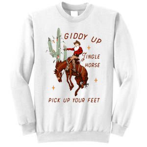 Giddy Up Jingle Horse Pick Up Your Feet Cowboy Santa Cactus Sweatshirt