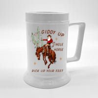 Giddy Up Jingle Horse Pick Up Your Feet Cowboy Santa Cactus Beer Stein